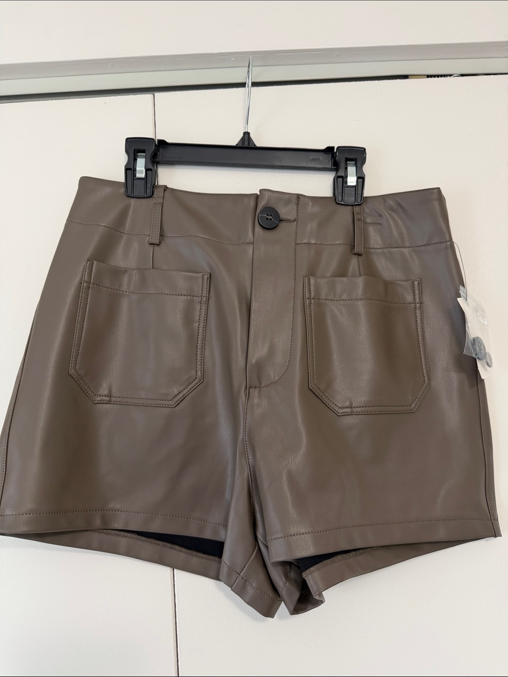 Anthropologie High-Waist Faux Leather Shorts in Brown